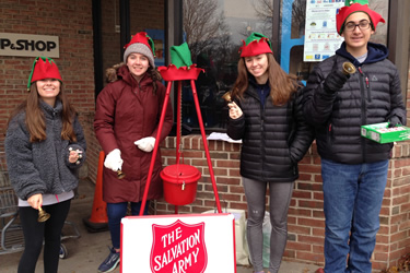 students ringing bells for the Salvation Army