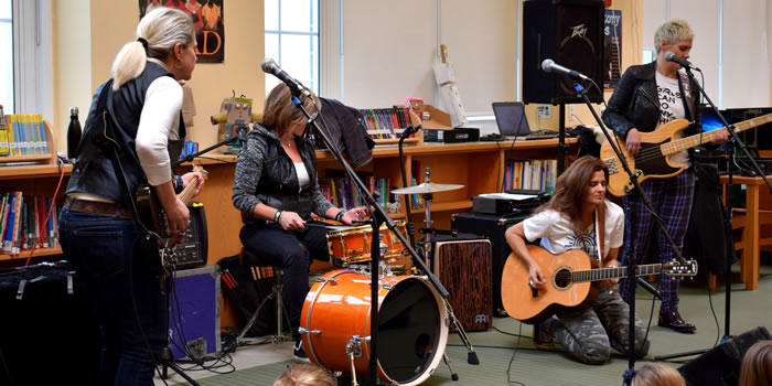 band playing in a school room