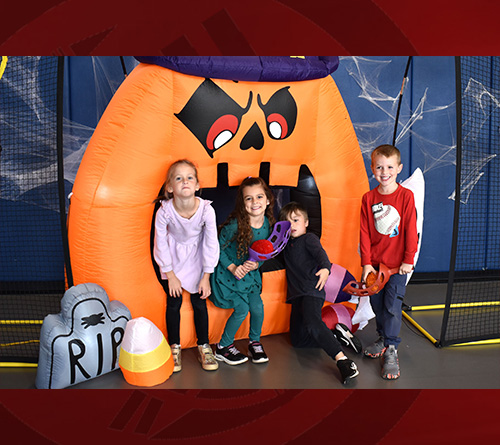 Students on the Elementary Spooky Gym