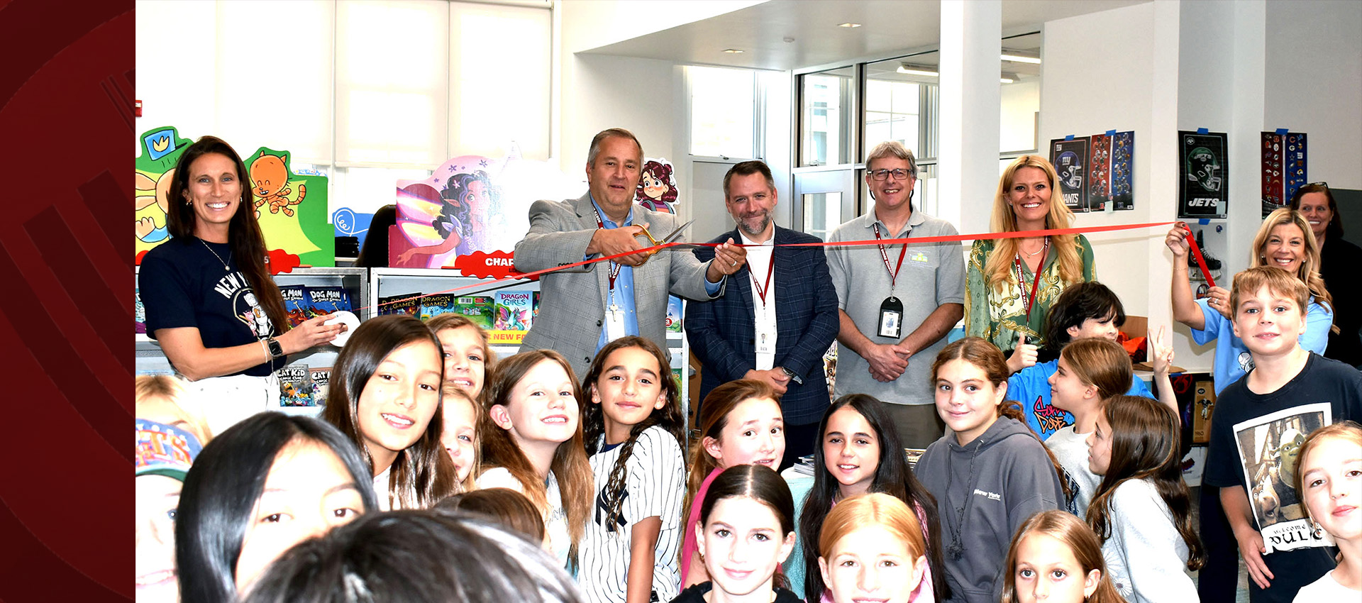 Ribbon Cutting on Library with the students.