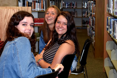 students in the library